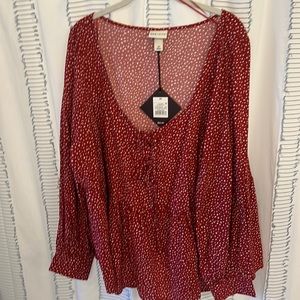 Ava and Viv tie detailed top size 2X NWT